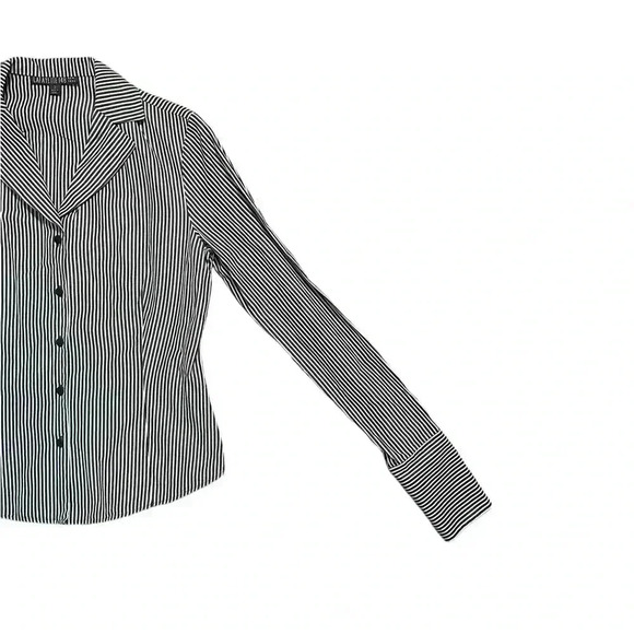 Lafayette 148 Black and White Striped Blouse - Picture 3 of 5